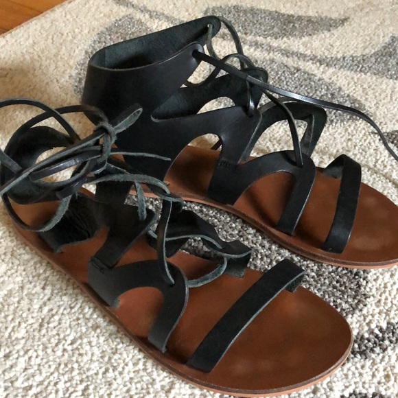 Black leather gladiator sandals - Picture 3 of 3